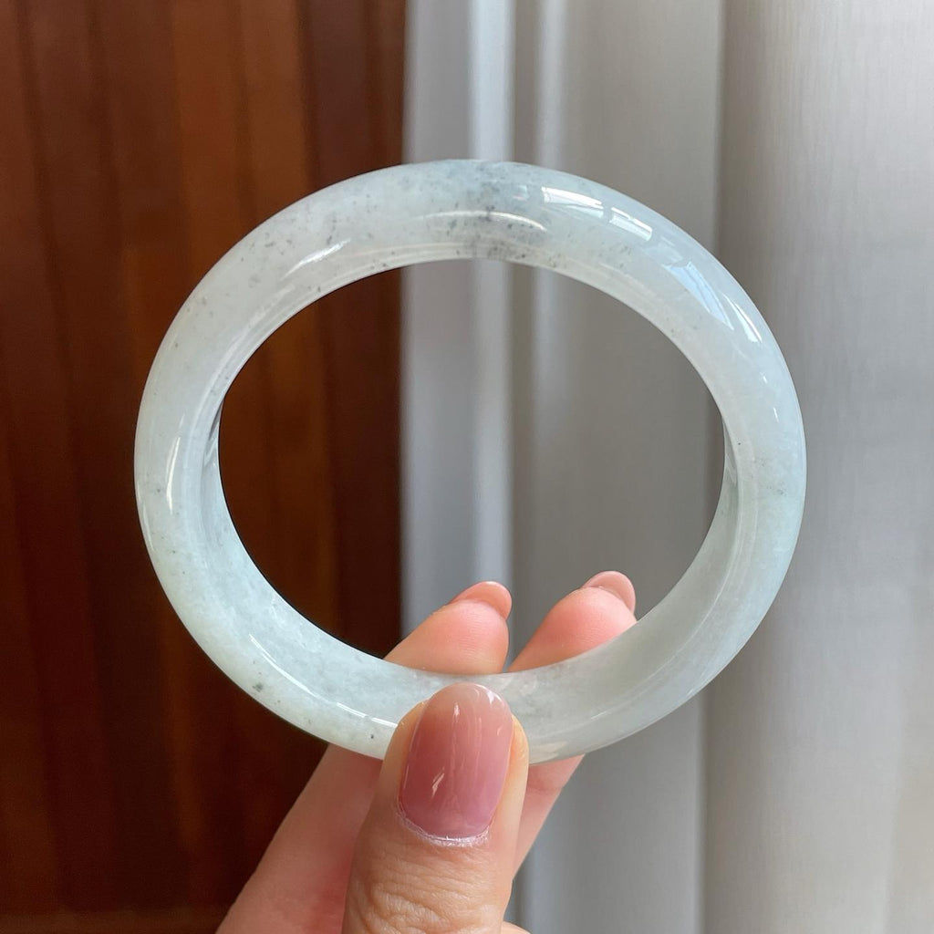 冰种乌鸡翡翠平安镯（57mm)（yc323653）