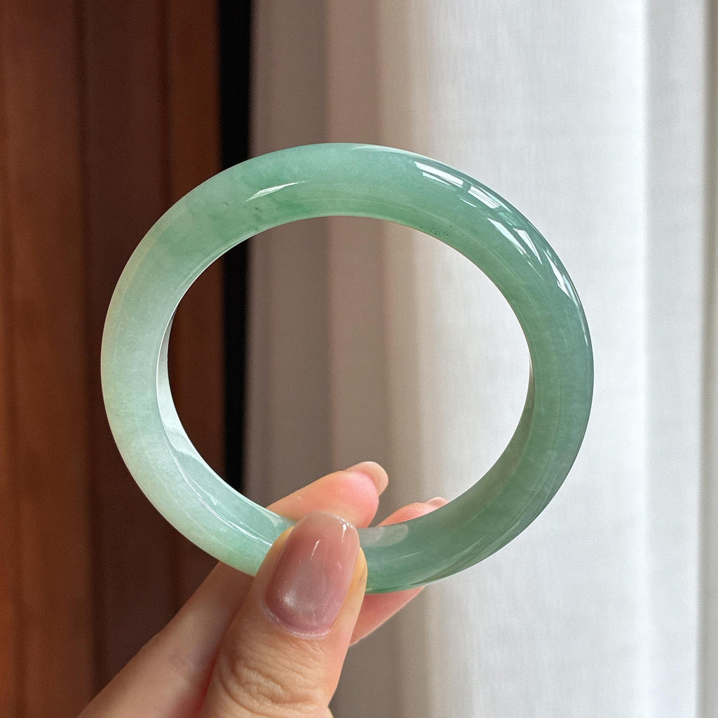 糯冰晴绿平安镯 55圈天然缅甸A货翡翠（yc440158）