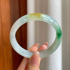 糯冰黄加绿翡翠平安镯（58.5mm)（yc362670）