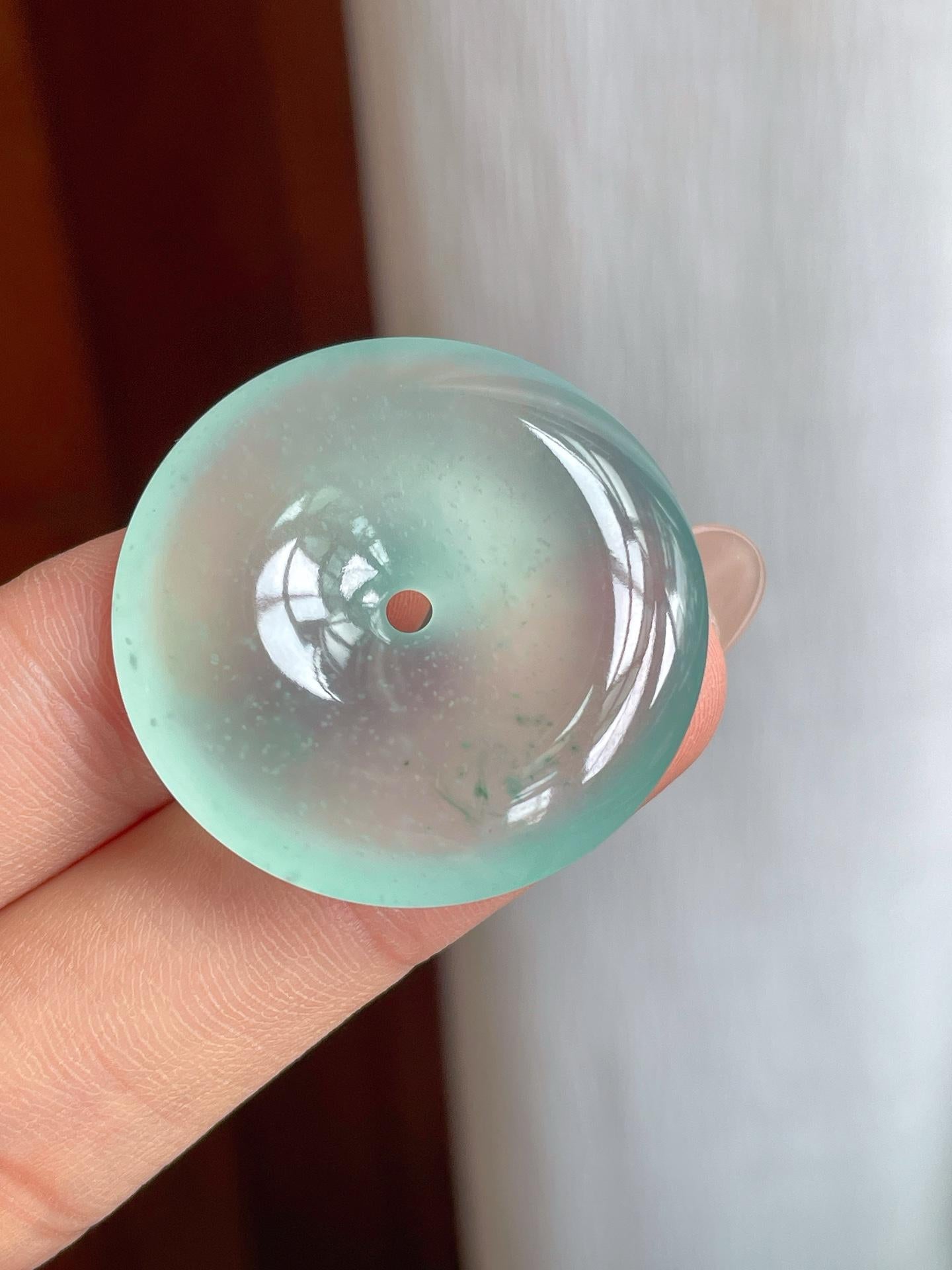 冰种晴底飘花翡翠平安扣（yc238169）