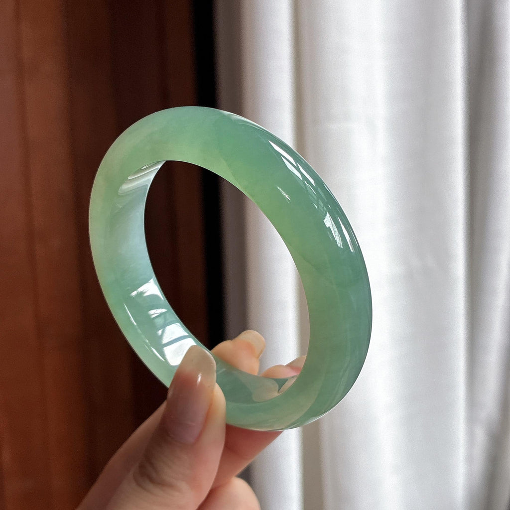冰种湖水绿正圈平安镯55圈 天然缅甸A货翡翠（yc466060）