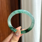 Vòng tay tròn bình an bằng ngọc phỉ thúy Myanmar tự nhiên loại A, màu hoa băng, kích thước 54