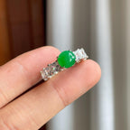 铜托冰种满绿翡翠蛋面（yc247642）