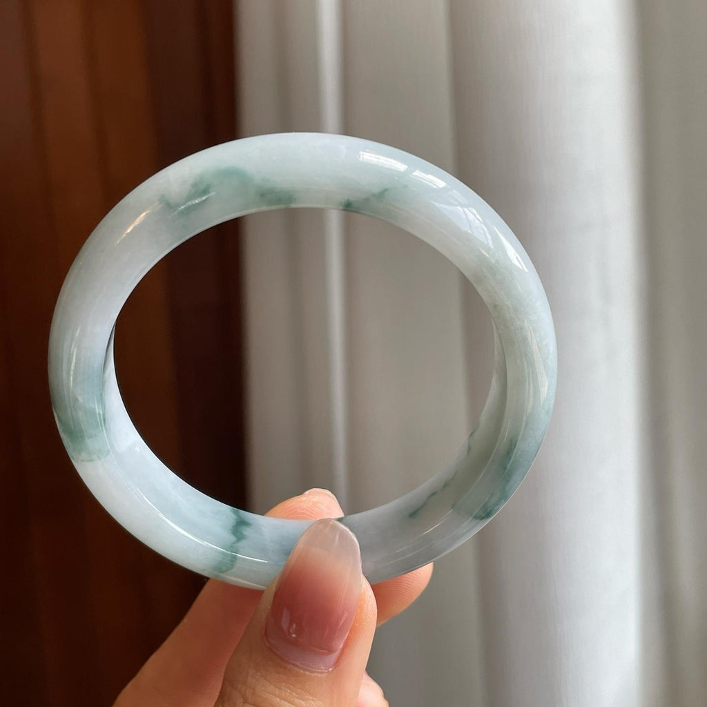 糯冰飘花翡翠平安镯（55.5mm）（yc314128）