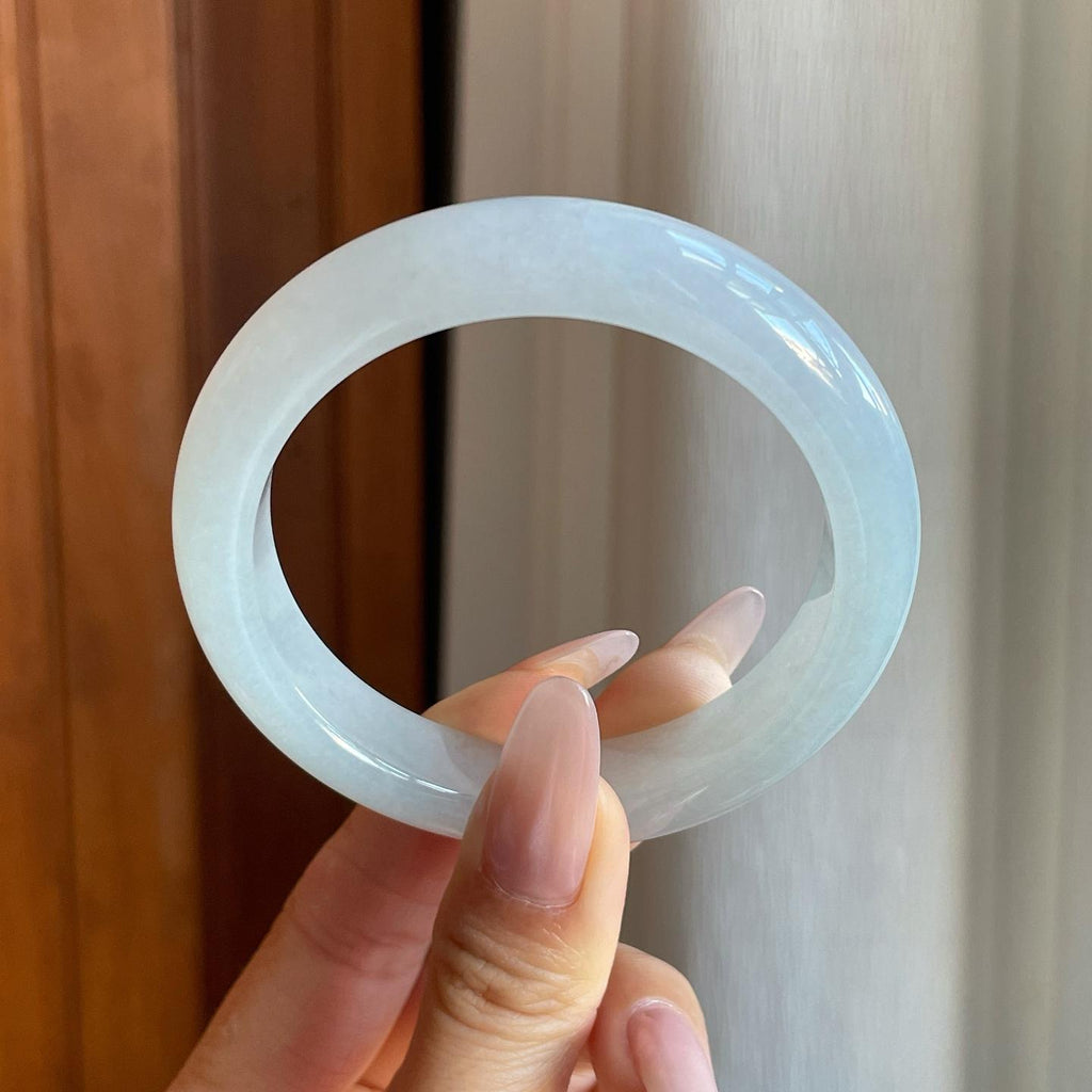 糯冰白月光翡翠平安镯（55.5mm）（yc277404）
