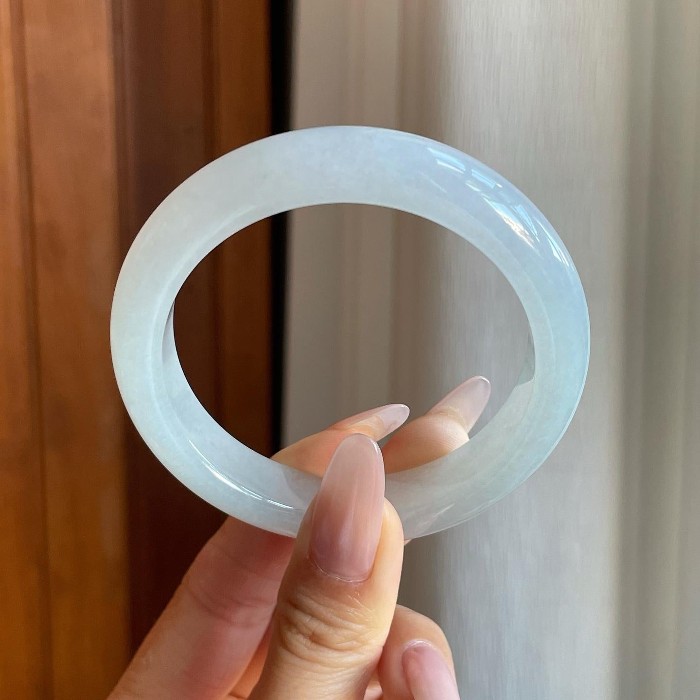 糯冰白月光翡翠平安镯（55.5mm）（yc277404）