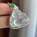 18K金镶高冰起光玉佛挂件（yc726695）