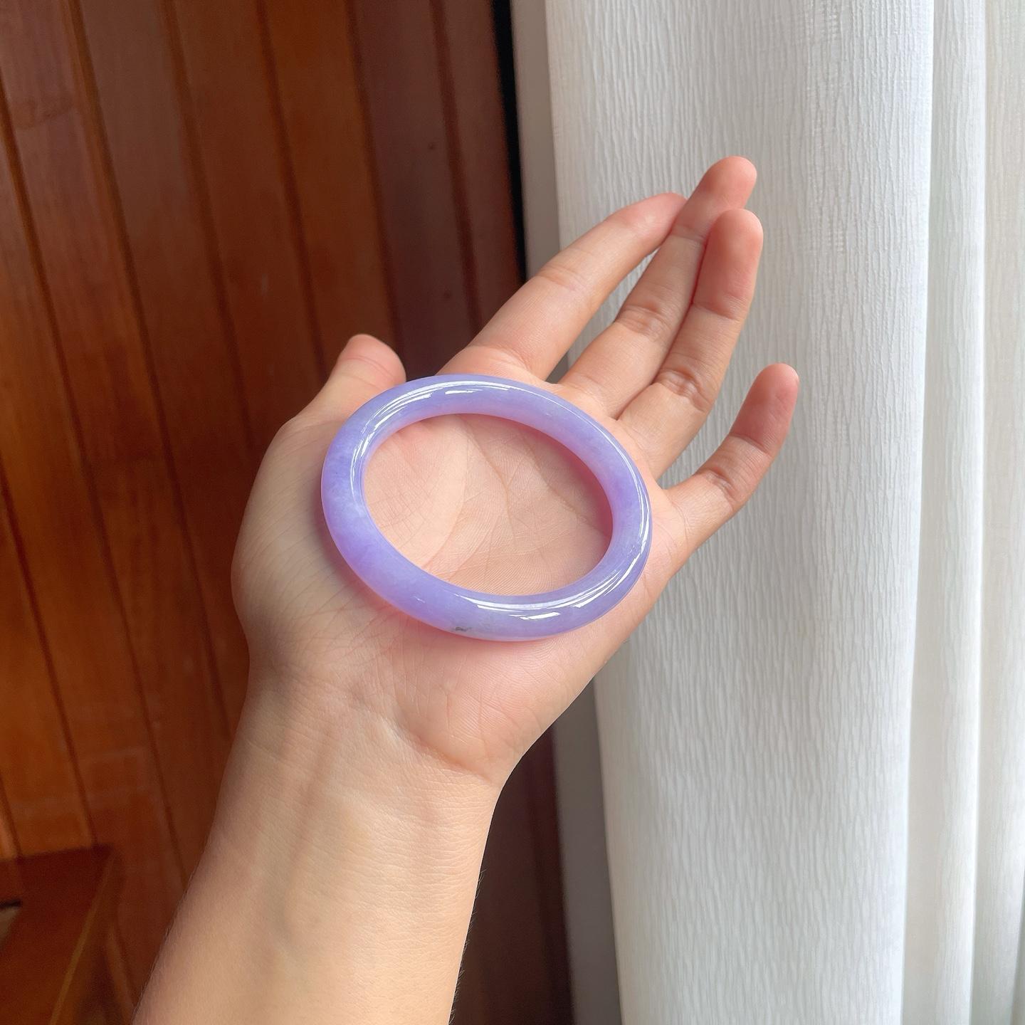 糯冰紫罗兰翡翠圆条手镯（52.6mm）（yc249153）