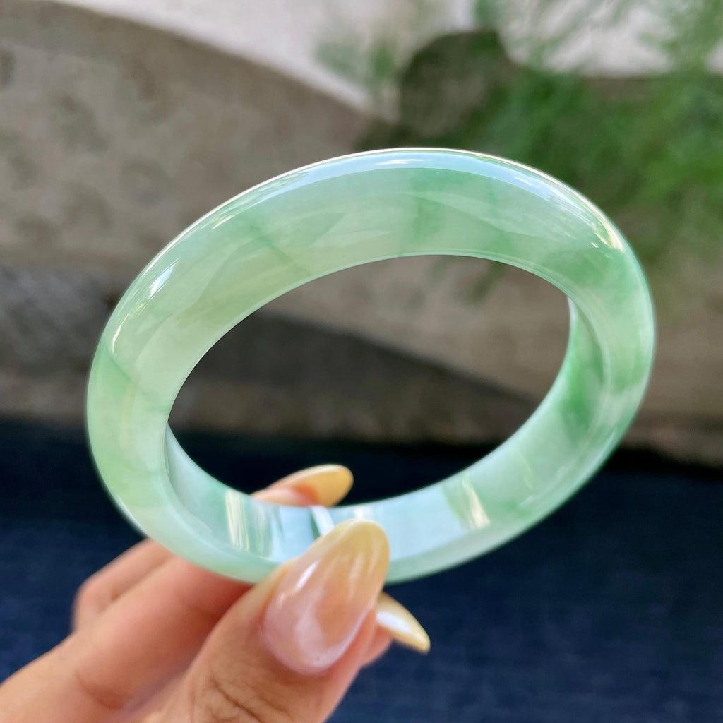 细糯种飘花正圈平安镯56.2圈 天然缅甸A货翡翠（yc466836）