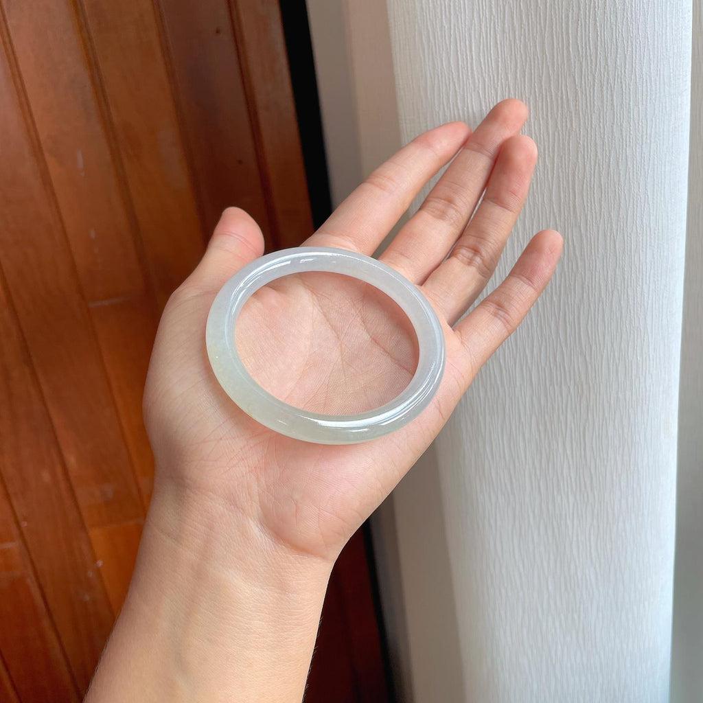 冰种带底色翡翠圆条手镯（54mm）（yc251042）