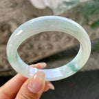 细糯种飘绿花正圈平安镯57圈    天然缅甸A货翡翠（yc348223）