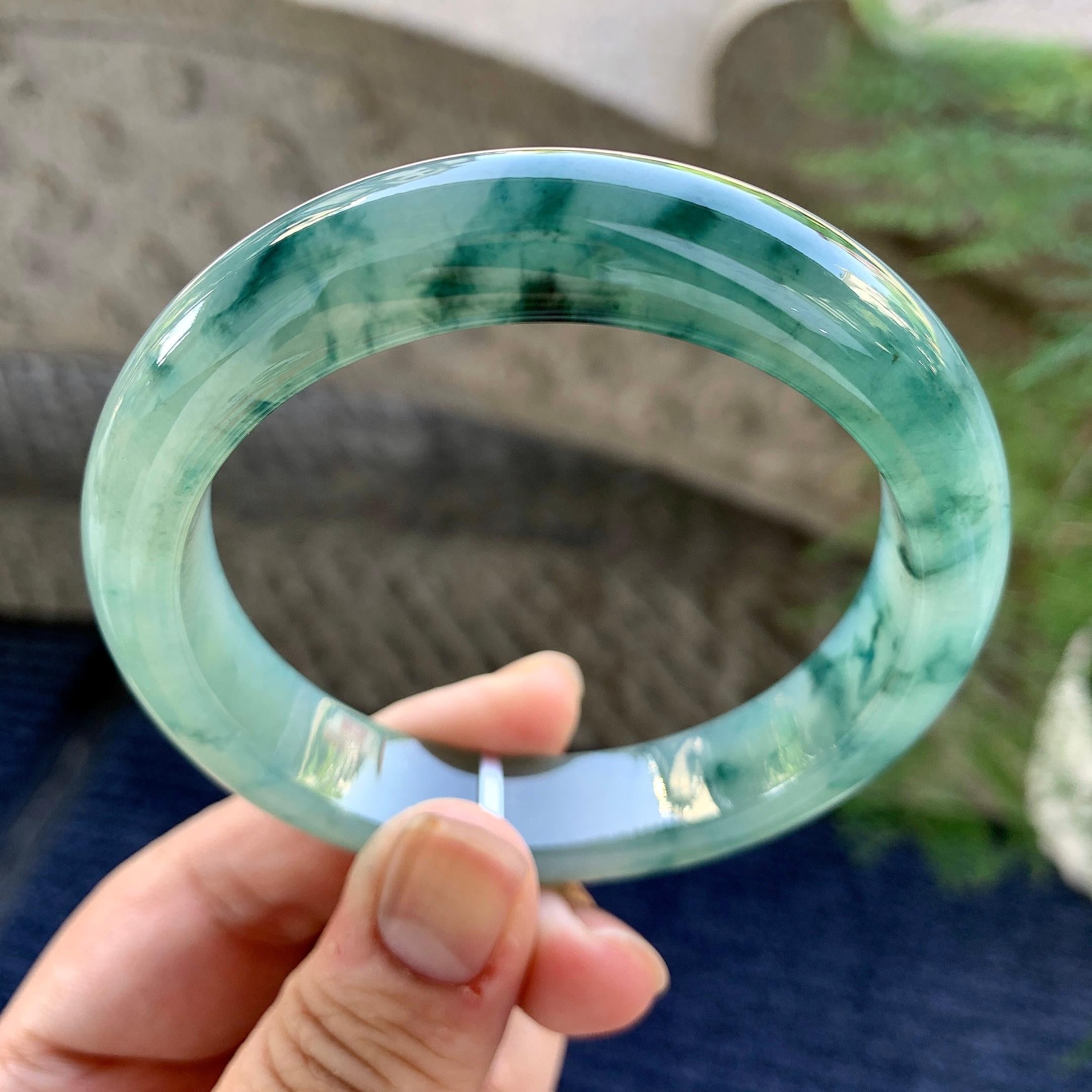 糯冰种飘花平安镯（57.6mm）（yc249458）