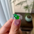 18k金钻镶冰种满绿葫芦戒指（yc310110）