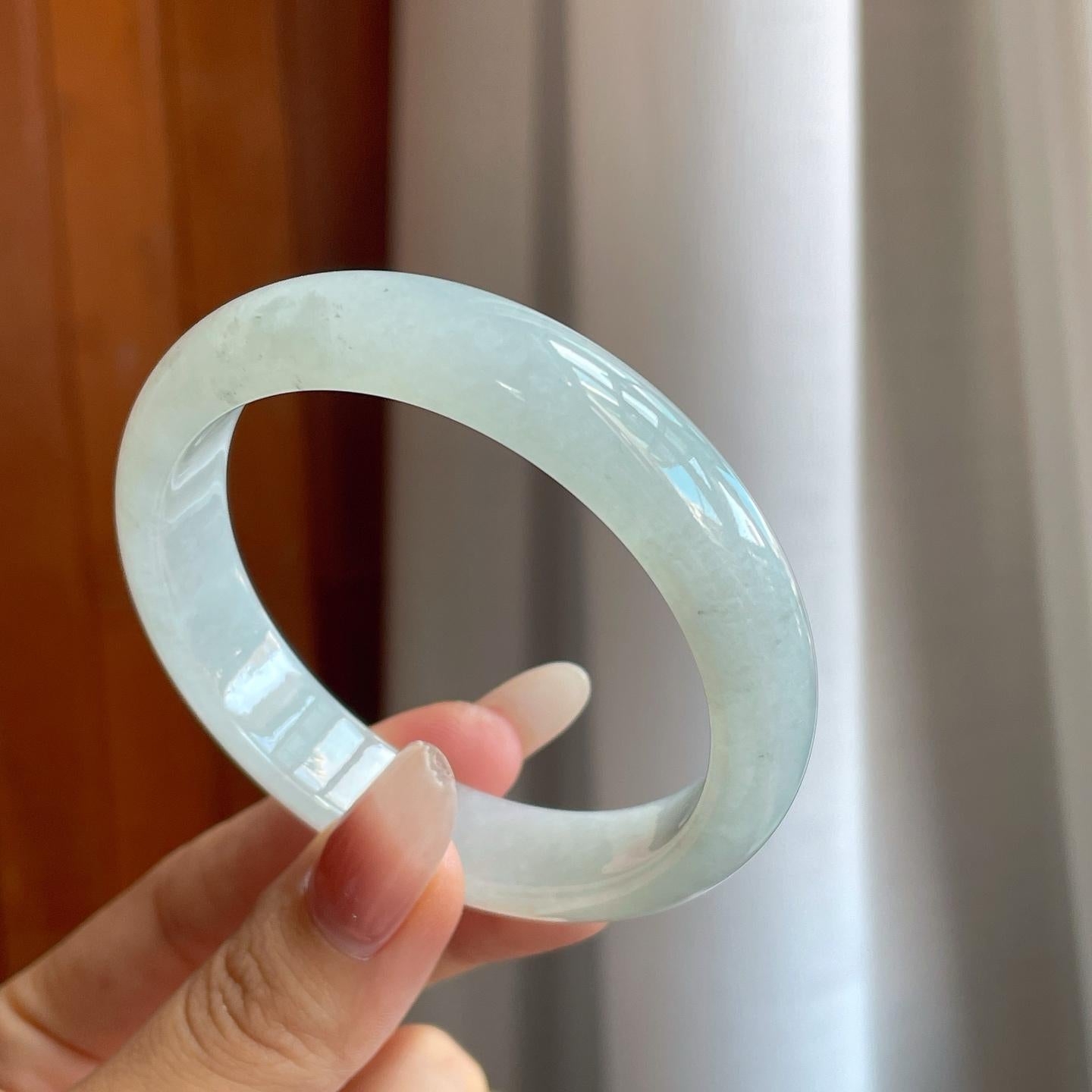 糯冰无色翡翠平安镯（57mm）（yc264141）