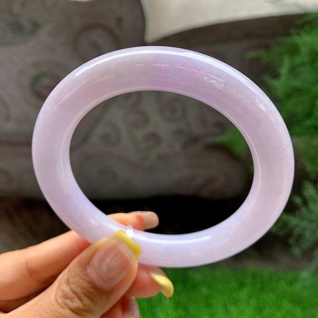 细糯种紫罗兰圆条手镯56.5圈       天然缅甸A货翡翠（yc392736）