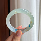 冰种飘黄翡翠平安镯（54mm)（yc423143）