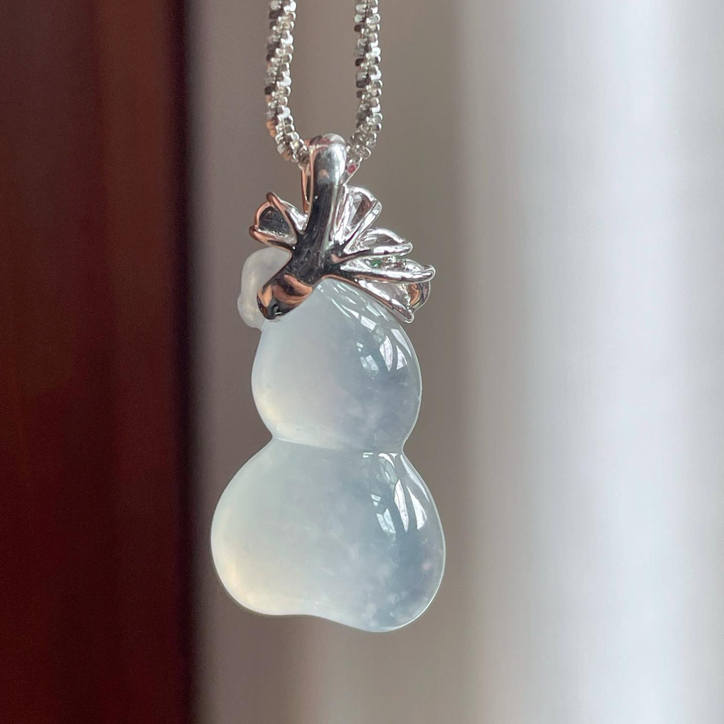 18k金扣冰种雪花棉翡翠葫芦（yc240387）