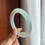 大圈口 糯冰淡紫罗兰圆条手镯 58圈 天然缅甸A货翡翠（yc457224）