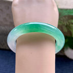 糯冰种淡春彩圆条手镯（56mm）（yc233911）