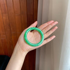 糯冰满绿翡翠圆条手镯（54mm)（yc417353）