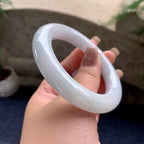 细糯种带底色圆条手镯  56.3圈口  天然缅甸A货翡翠（yc441125）