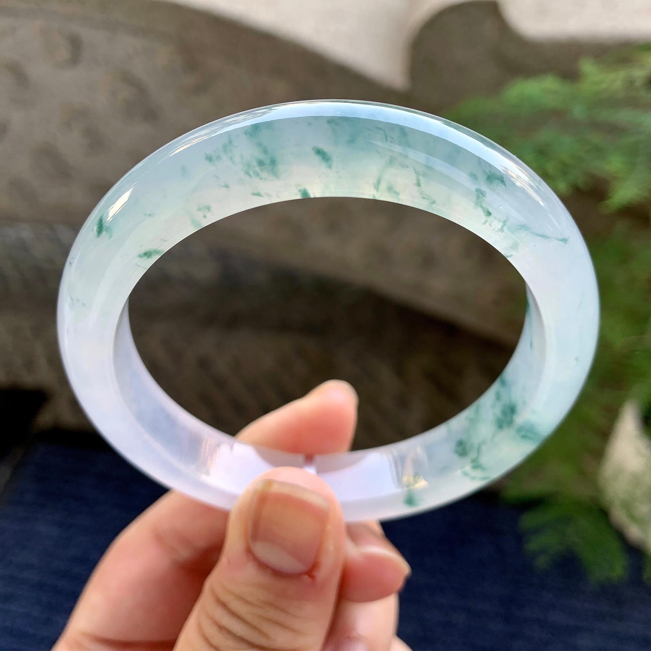 糯冰种飘花平安镯（58mm）（yc249462）