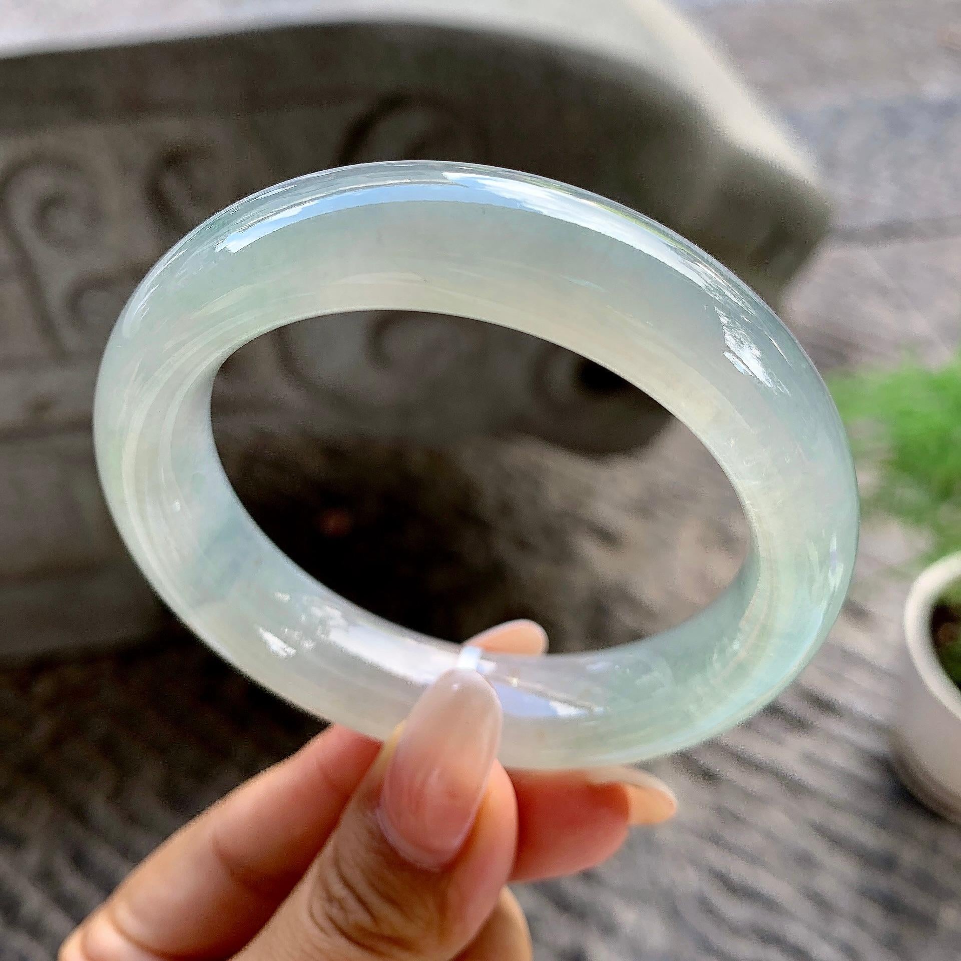 细糯种晴底洒金宽版轮胎手镯（56.3mm）（yc202337）