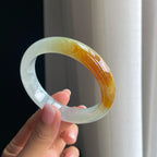 冰种黄翡翡翠平安镯（58mm）（yc380333）