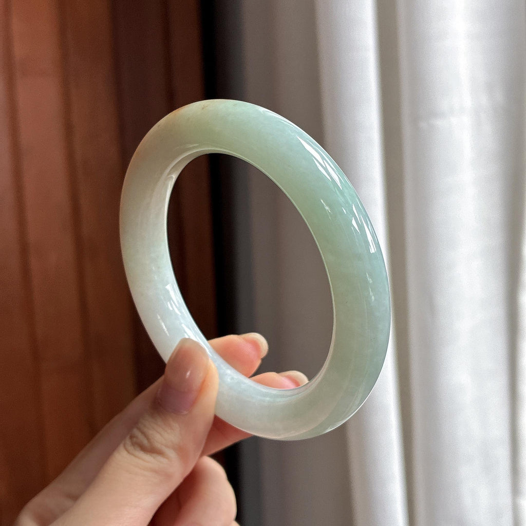 细糯种红翡特色圆条手镯 57圈 天然缅甸A货翡翠（yc484586）