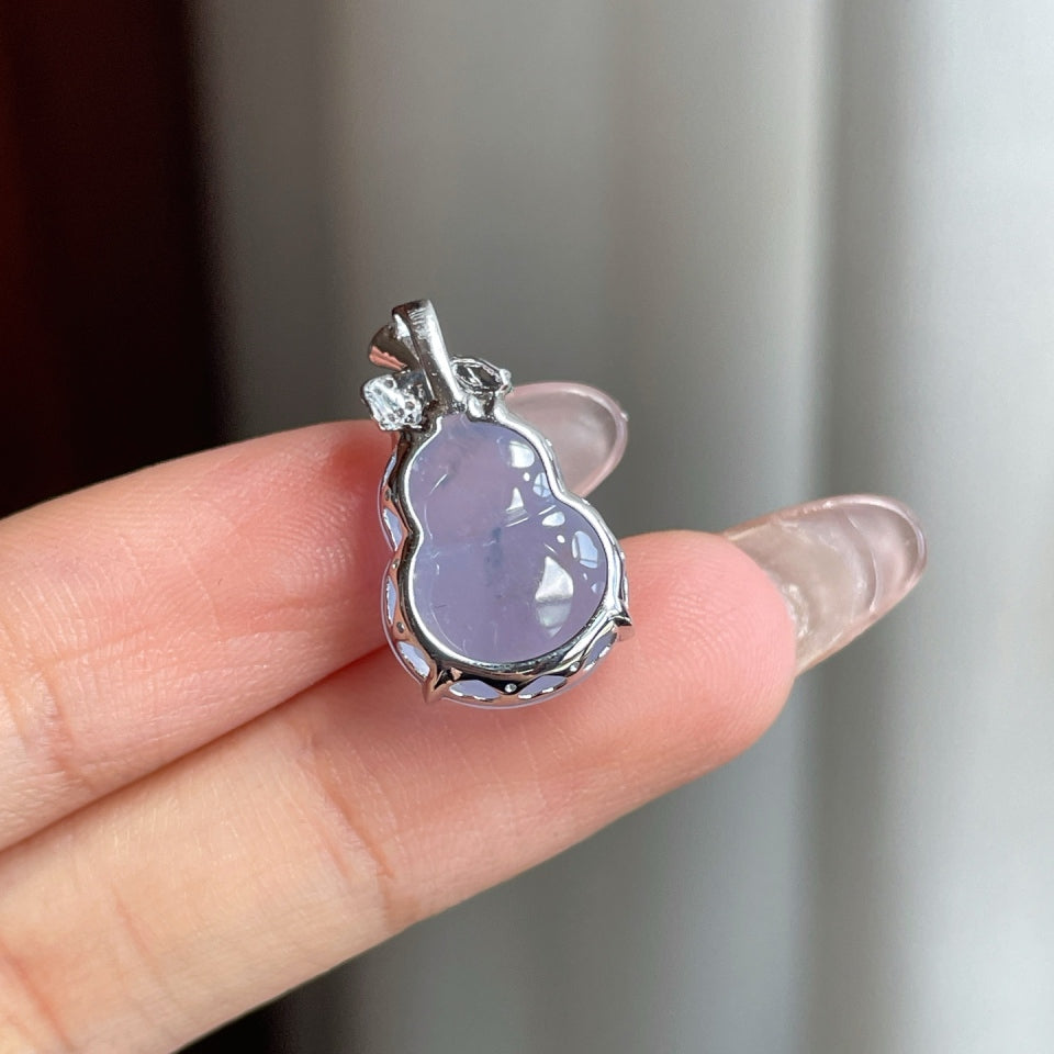 18k金钻镶冰种紫罗兰翡翠葫芦挂件（yc174958）