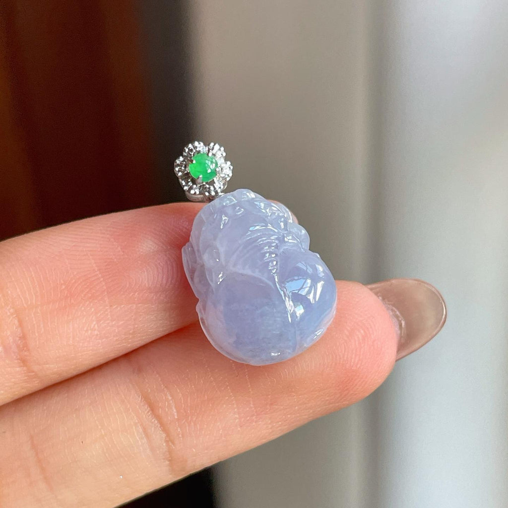 18k金扣糯冰种紫罗兰翡翠貔貅（yc187455）