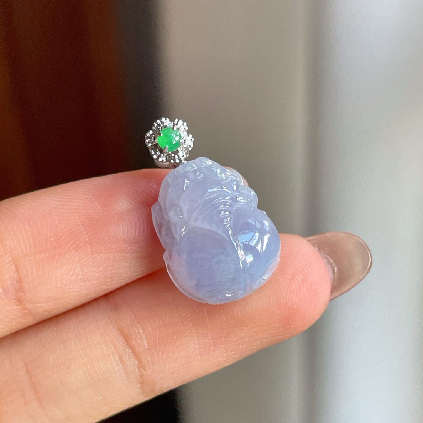 18k金扣糯冰种紫罗兰翡翠貔貅（yc187455）