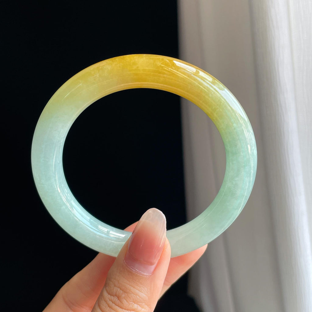 糯冰黄翡翡翠圆条手镯（56.5mm）（yc329497）