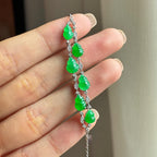 18k金镶冰种满绿翡翠手链天然缅甸A货翡翠（yc436873）