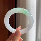 糯冰春底特色翡翠圆条手镯(56.5mm)（yc415358）