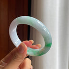 糯冰带色翡翠平安镯（56mm）（yc439890）