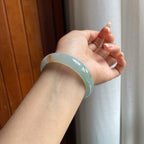 糯冰湖水绿带黄翡平安镯（56mm）