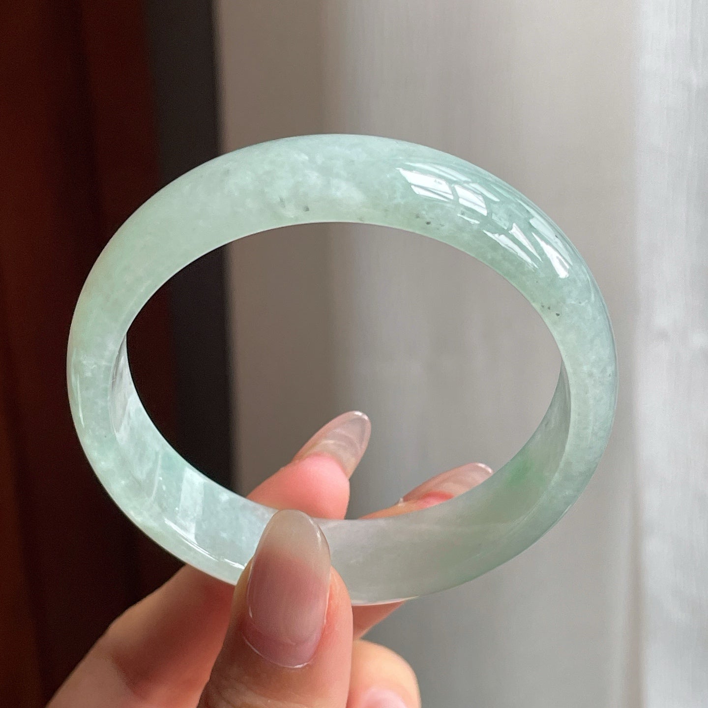 糯冰种晴底翡翠平安镯（52mm）