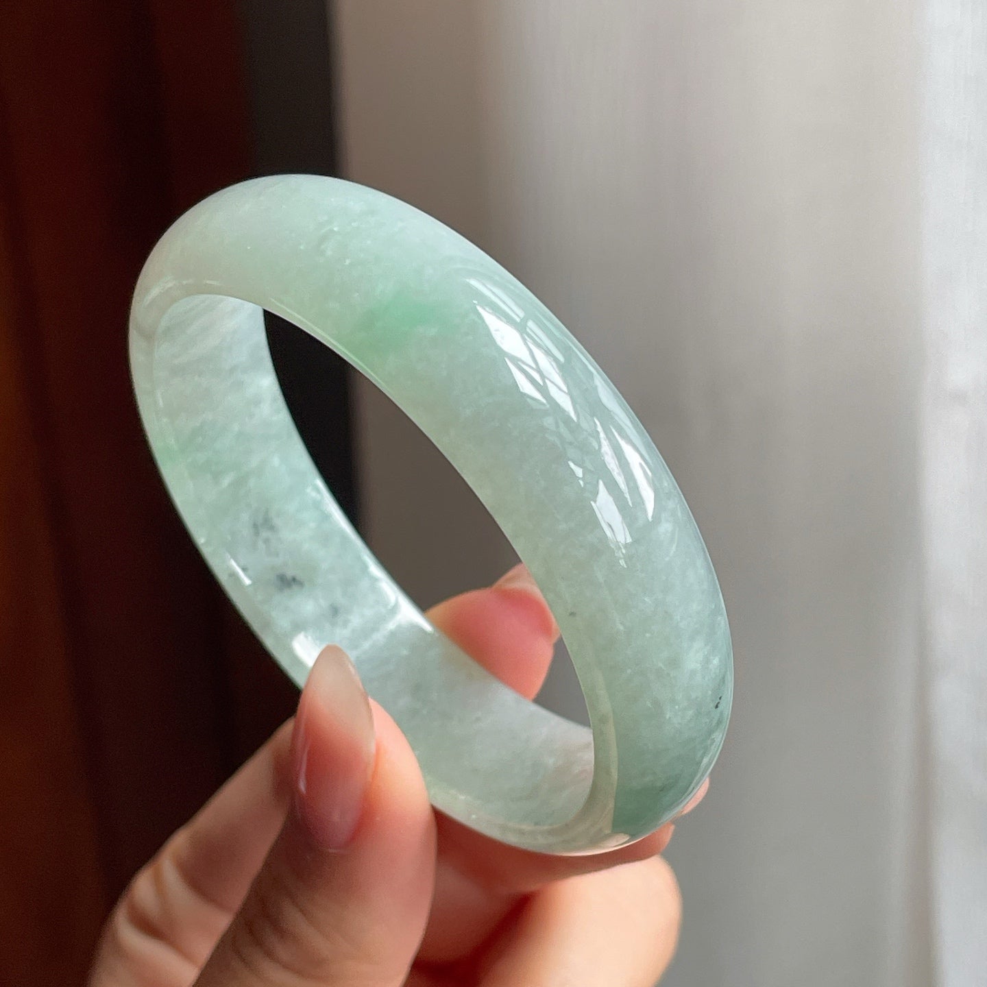 糯冰种晴底翡翠平安镯（52mm）