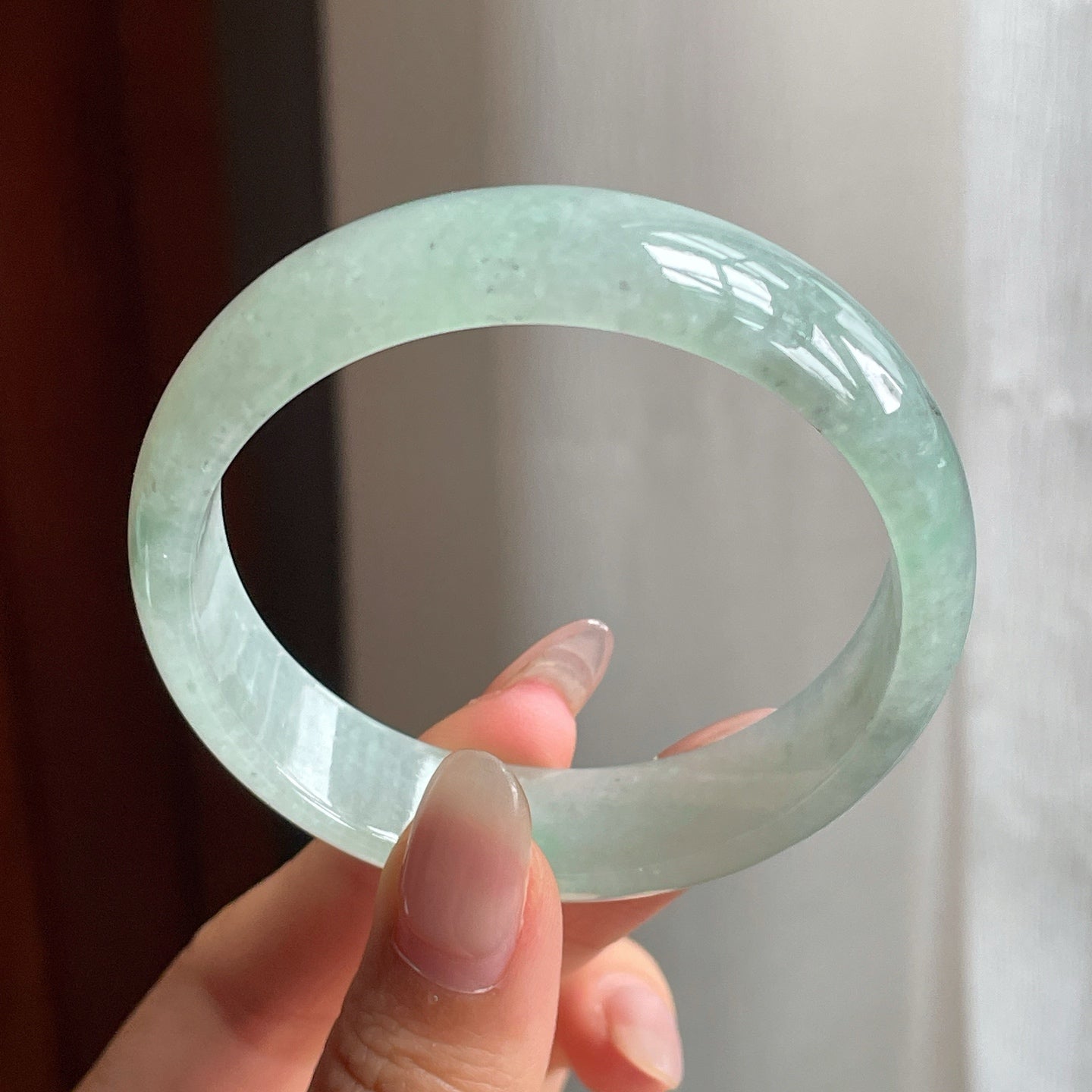 糯冰种晴底翡翠平安镯（52mm）