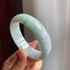 糯冰种带色翡翠平安镯（53mm）