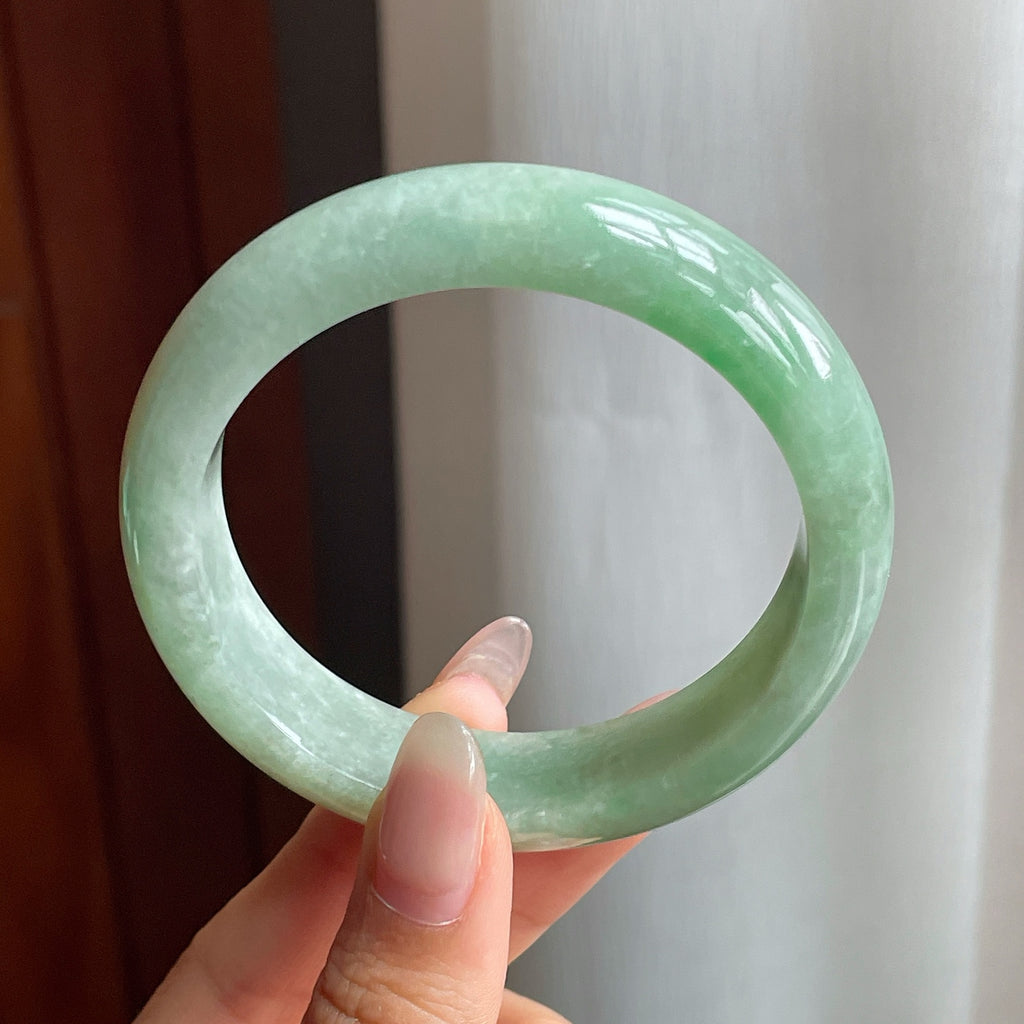 糯冰种晴底翡翠平安镯（55mm）