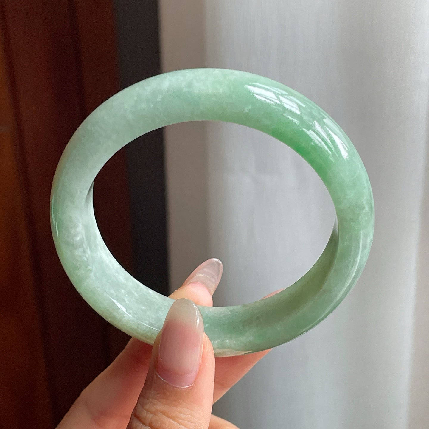 糯冰种晴底翡翠平安镯（55mm）
