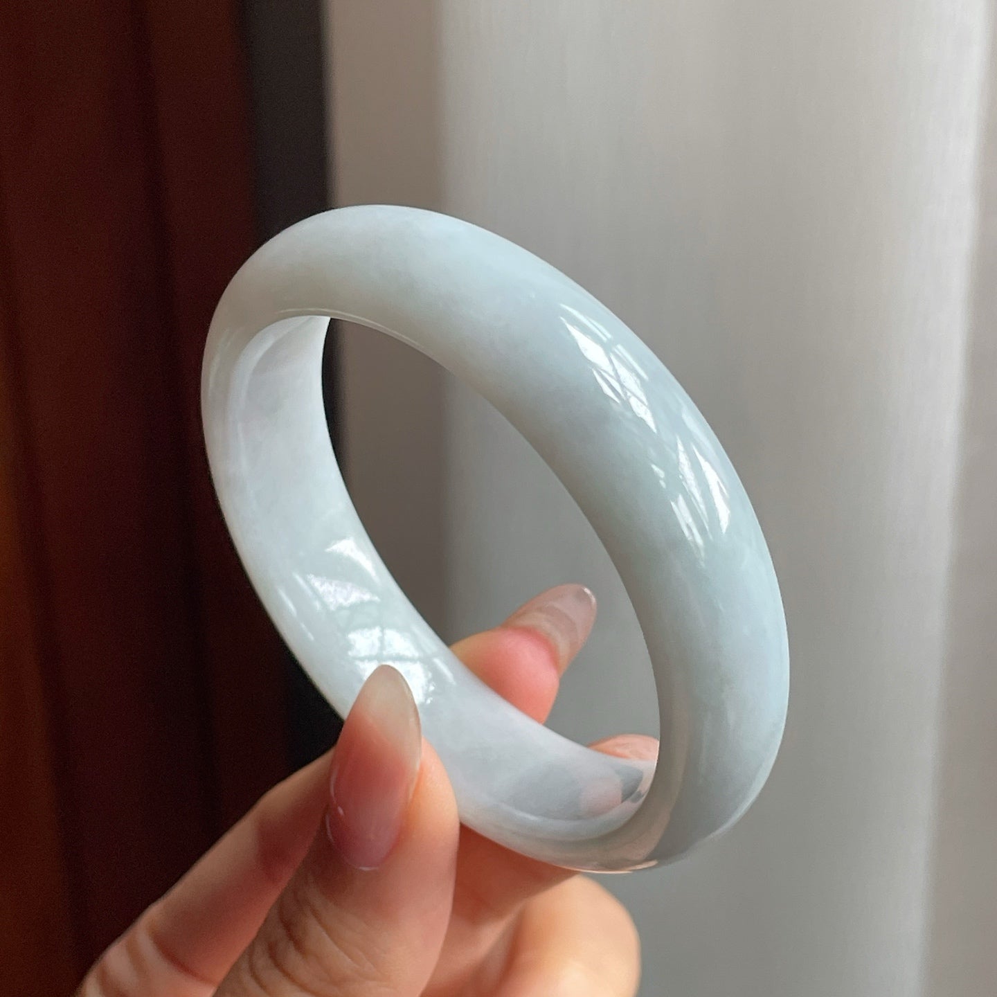 糯冰种带底色翡翠平安镯（51mm）