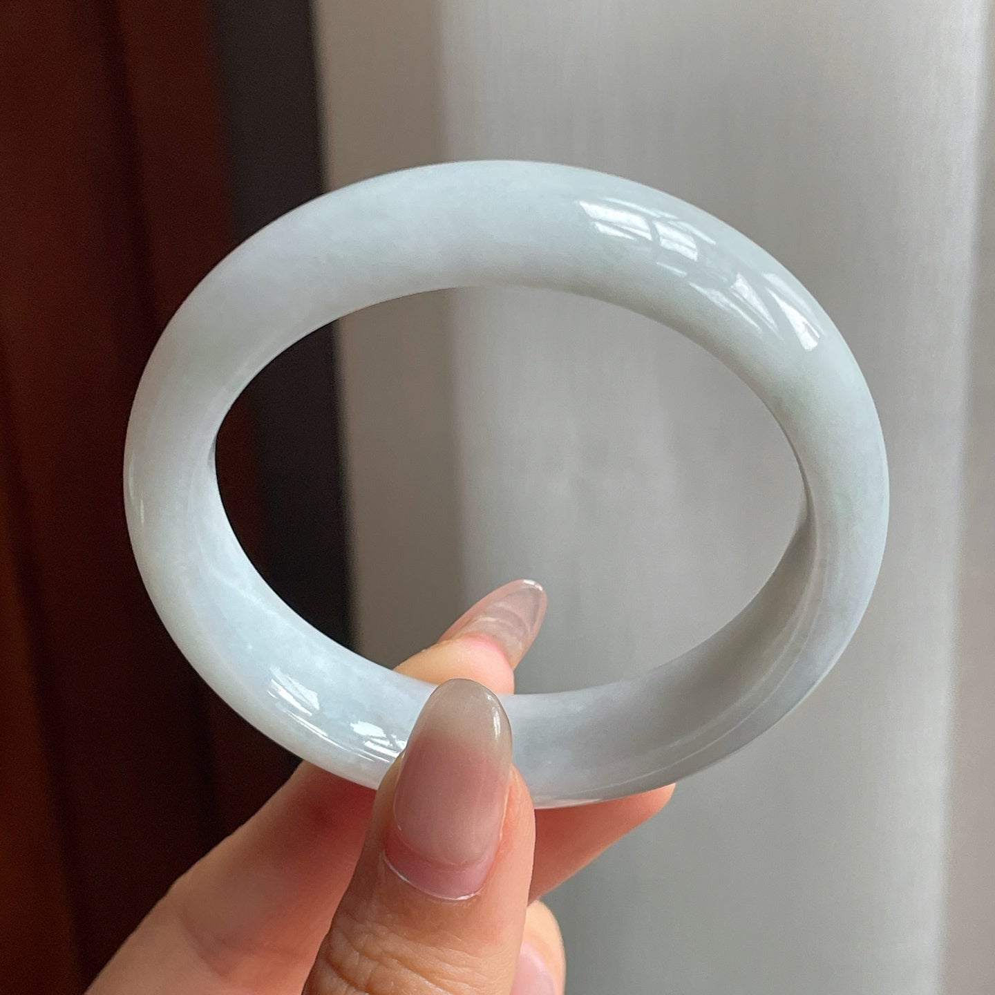 糯冰种带底色翡翠平安镯（51mm）