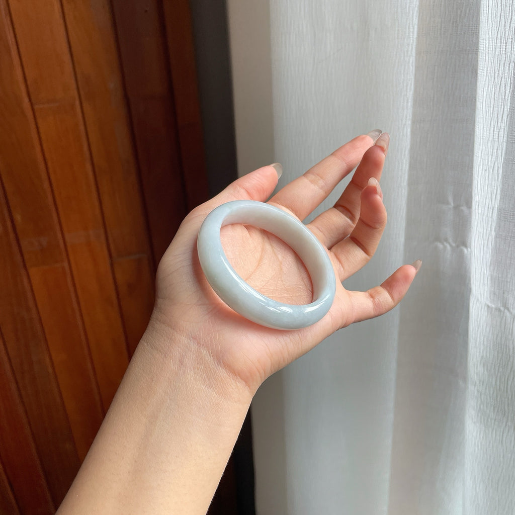 糯冰种带底色翡翠平安镯（51mm）
