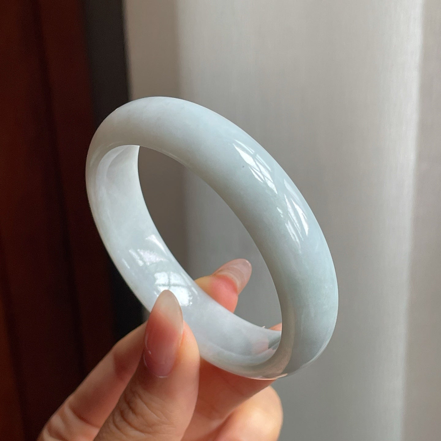糯冰种带底色翡翠平安镯（51mm）