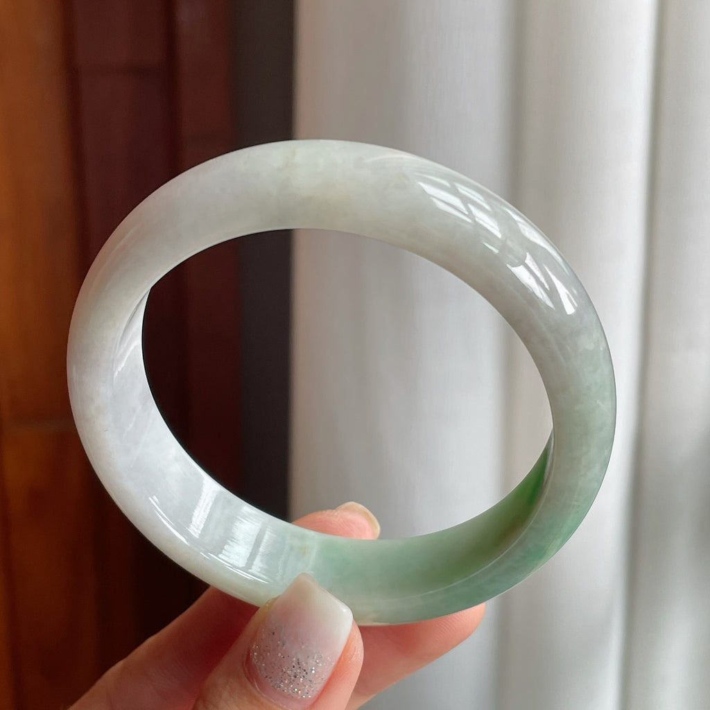 糯种带色翡翠平安镯镯（58mm）