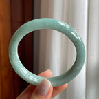 糯种湖水绿翡翠平安镯（58.5mm）