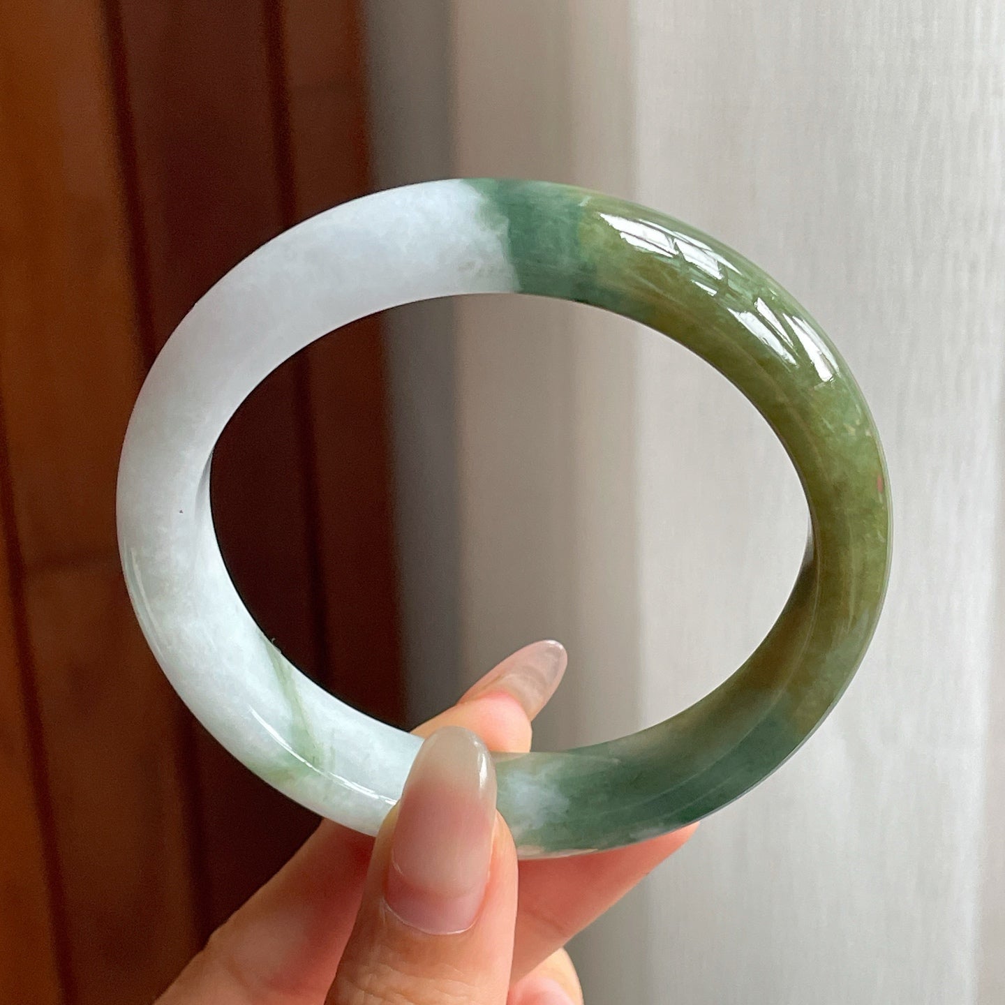 细糯种半山半水翡翠平安镯（59mm）